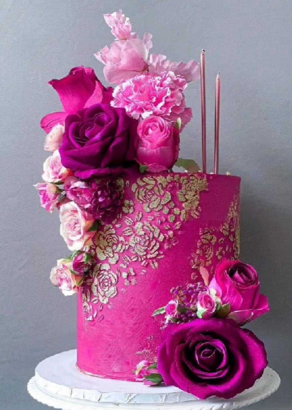 Hot Pink Themed Cake